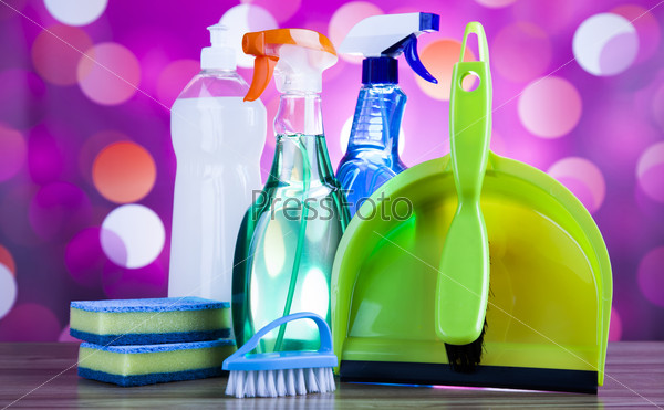 Variety of cleaning products,home work