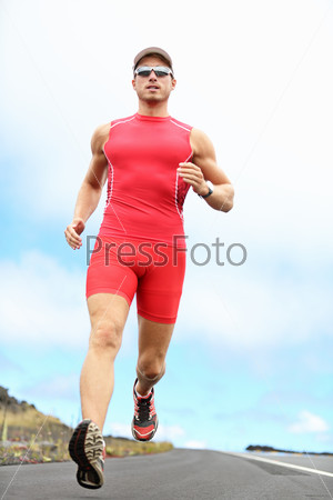 Triathlete running man