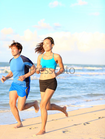 Sport couple running fitness