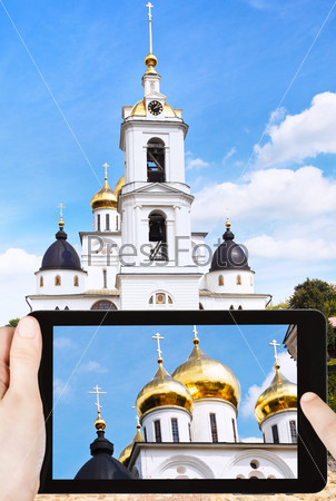tourist photographs Cathedral of Dmitrov Kremlin