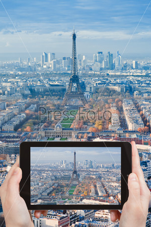 taking photo of Paris panorama with Eiffel Tower