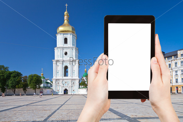 tourist photographs Saint Sophia Cathedral , Kiev
