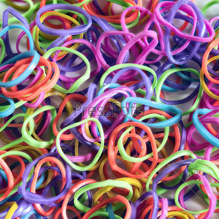 colorful rubber bands to pleteniyav as background