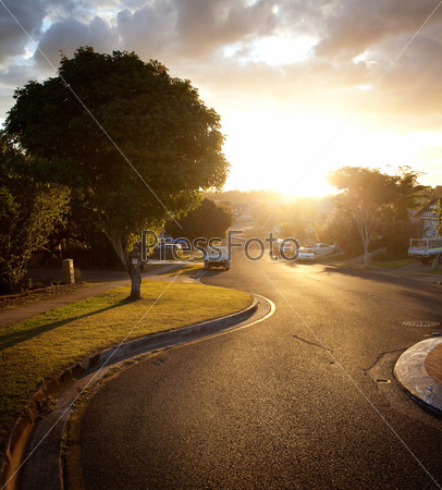 Sunset, Brisbane city streets