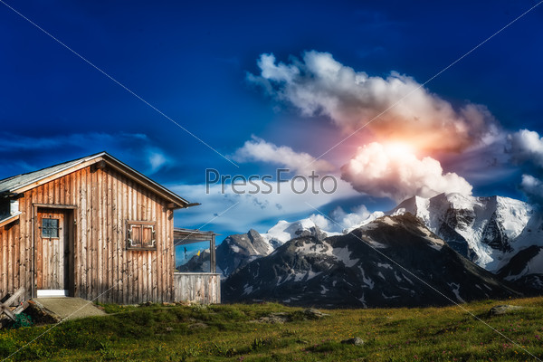 isolated mountain hut