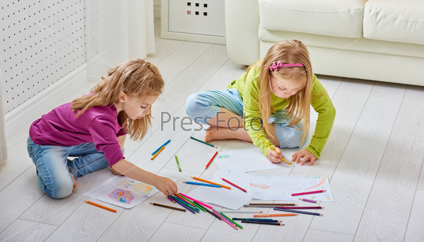 happy children paint together