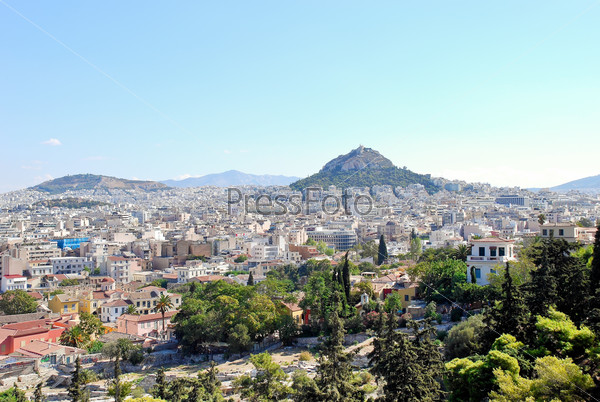 Athens city and Lycabettus Mount, Greece