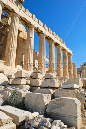columns of Parthenon temple, Athens, Greece
