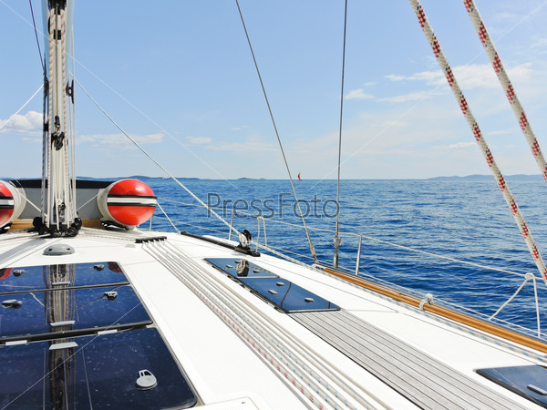 Yacht deck in blue Adriatic sea