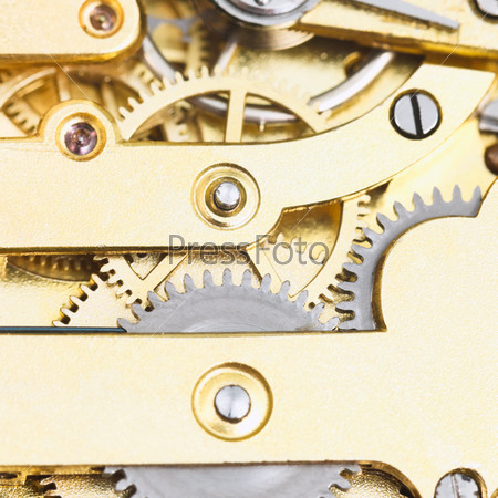 gears of brass mechanical clockwork of retro watc