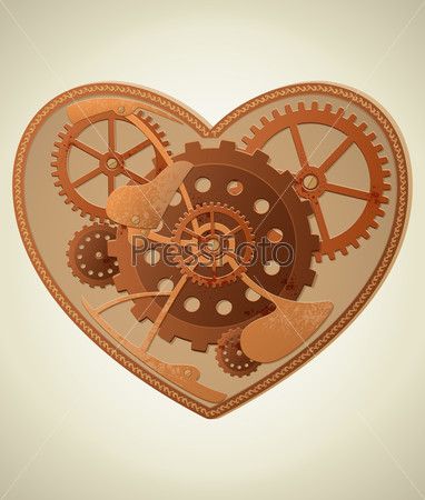 Mechanical heart in the style of steampunk