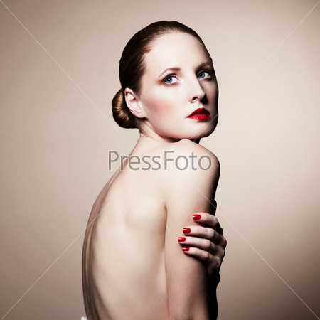 Fashion portrait of nude elegant woman