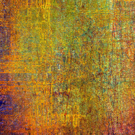 art abstract grunge textured background in golden, orange and green colors