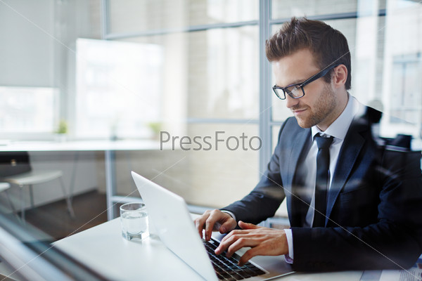 Businessman typing