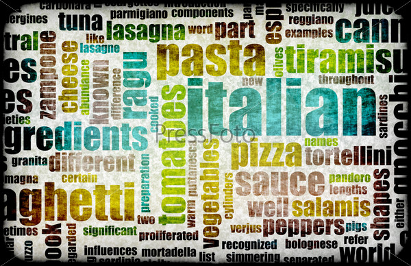 Italian Cuisine Food Menu in a Restaurant