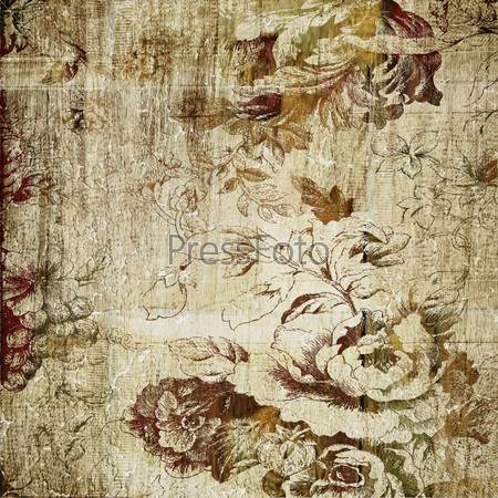 art graphic floral vintage paper on sepia background