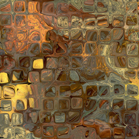 art abstract golden tiles pattern, background in gold, brown, orange and green colors