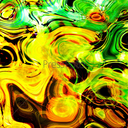 art abstract fractal pattern blurred background in green, orange, gold, yellow and brown colors
