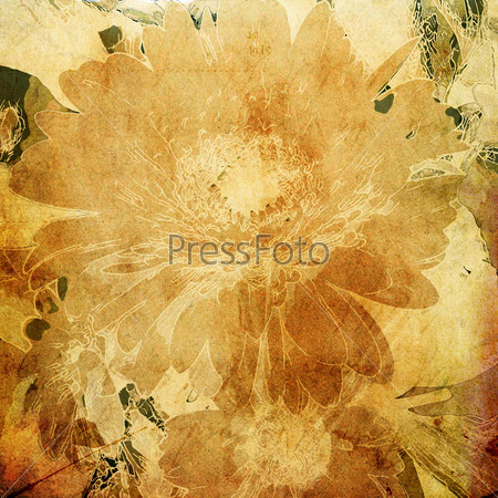 art floral grunge graphic background in autumn sepia colors for family holidays, wedding