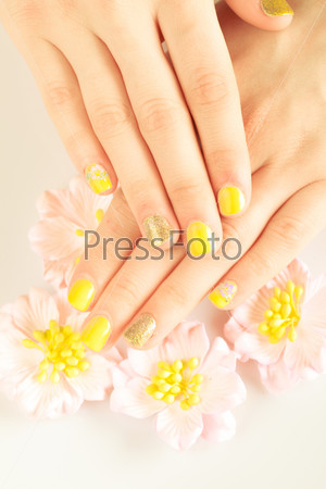 Beautiful woman\'s nails with beautiful manicure. studio shot