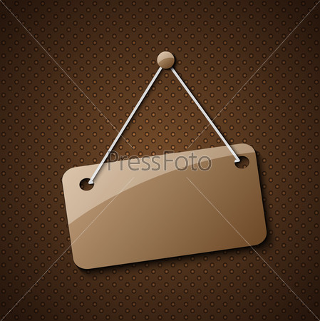 Blank hanging sign for your text on an abstract background.. Bector.