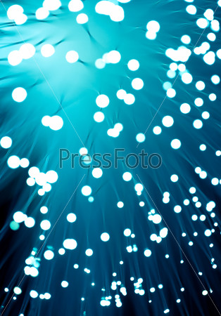 fiber optics close-up, focal point on lower fibres