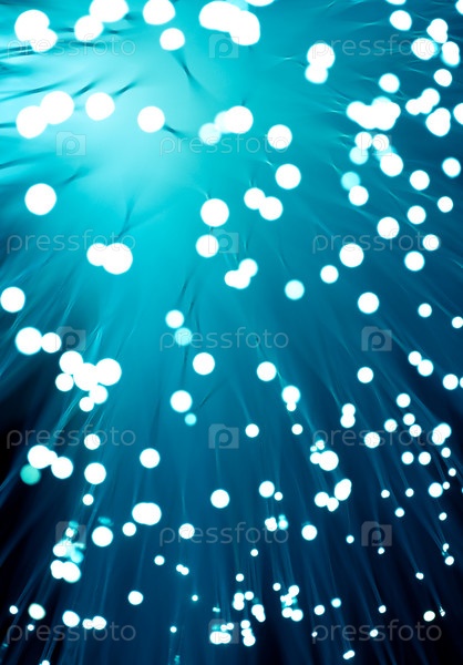 fiber optics close-up, focal point on lower fibres