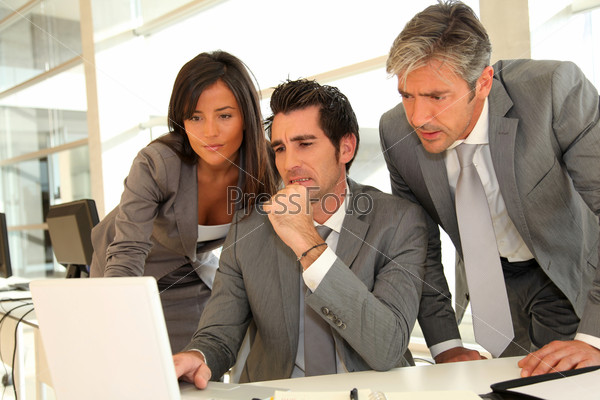 Sales team having business presentation in office