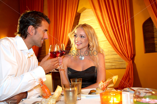 Couple dining in a fancy restaurant