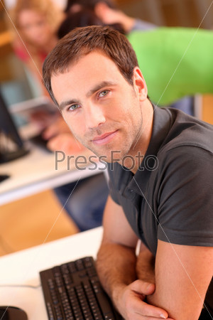 Portrait of young adult attending training class