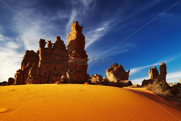 Bizarre cliffs in Sahara Desert, Tassili N\'Ajjer, Algeria