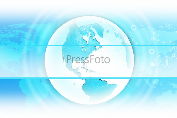 Abstract blue background with Earth and world map. Elements of this image furnished by NASA