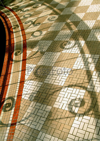 Elegant shadows on tiled floor