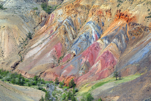Deposit of colorful clay in the Altai Mountains or Mars valley, Kizil-Chin