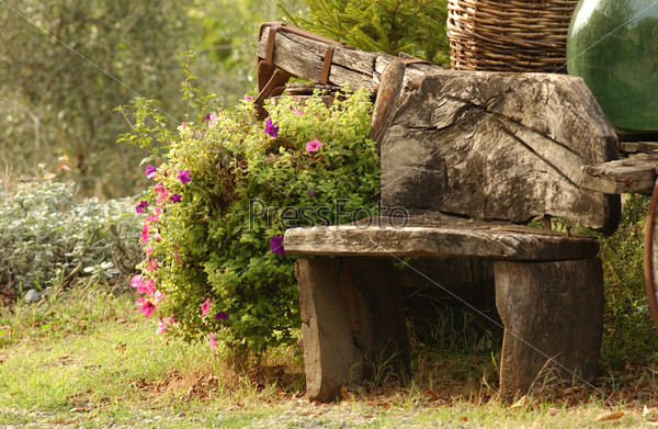 A stone bench, Tuscany, Italy,