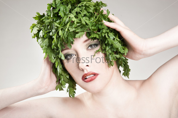 Cute parsley haired woman