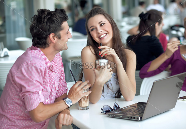 Loving couple in a restaurant