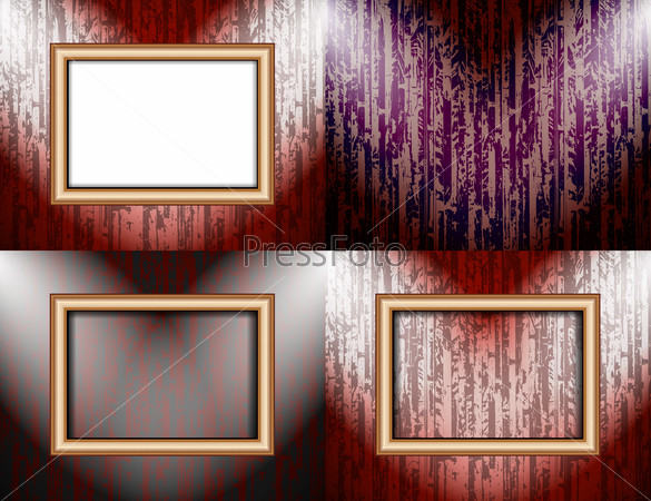 Set of colorful abstract backgrounds and frames for text or photos illuminated by searchlights.  illustration