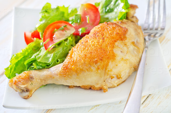 Stock Photo: fried chicken leg