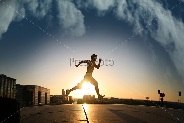 young athletic man runing