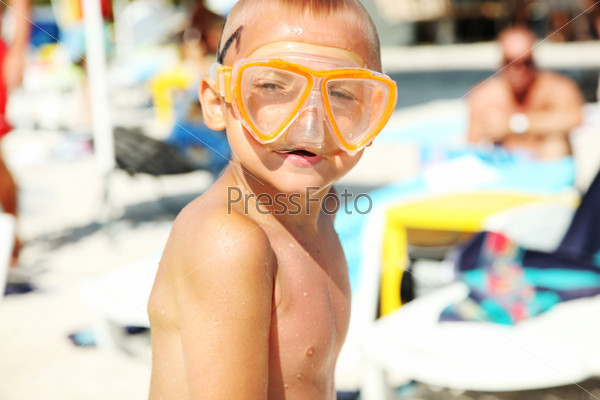 Boy in diving mask