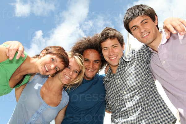 Group of happy students during summer break