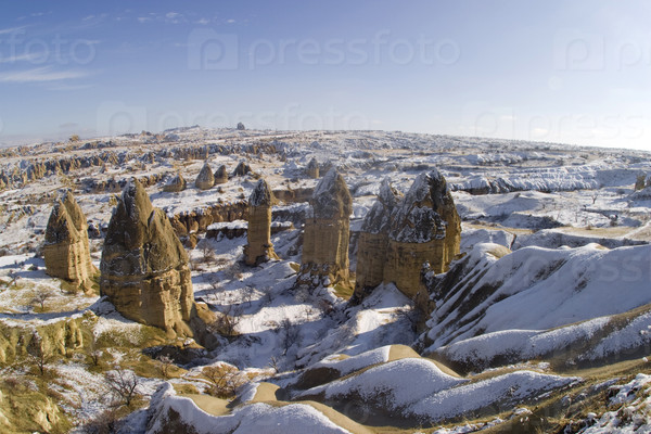 the valley of love in Goreme Cappadocia Turkey during the freezing winter months