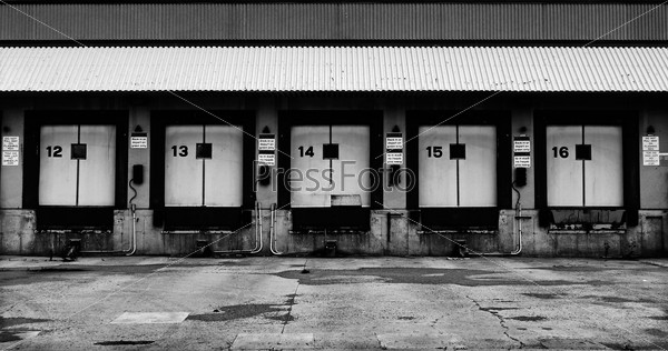 Five abandoned truck loading docks