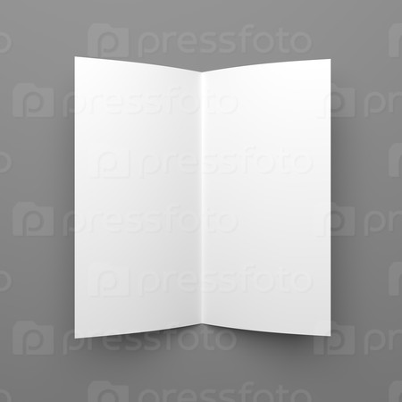 Top view of blank folded flyer, booklet or brochure mockup template on grey background