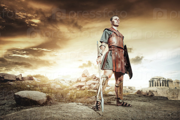 Древний греческий воин в борьбе