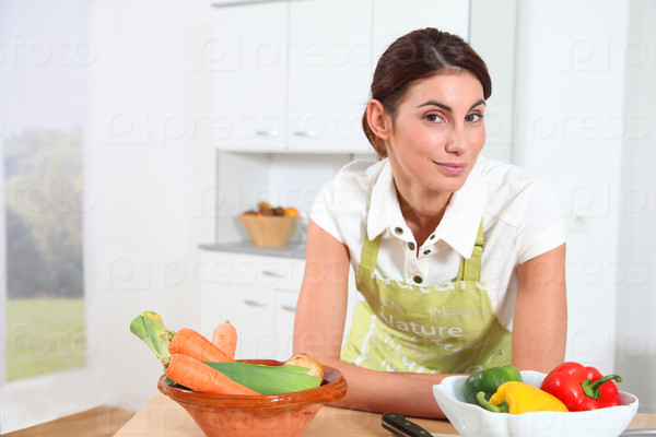 Portrait of woman in home kitchen