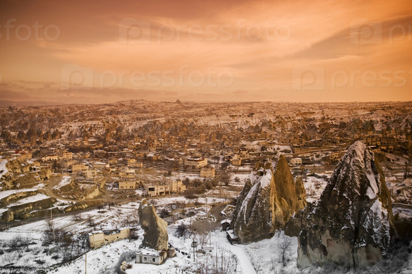 Goreme Cappadocia Turkey during the freezing winter months