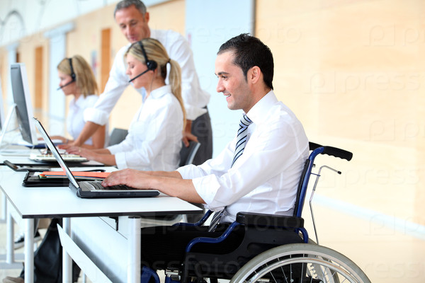 Office worker in wheelchair