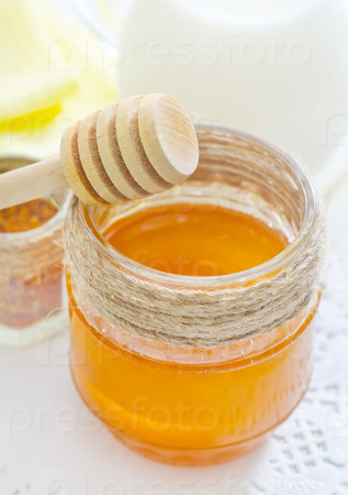 Stock Photo: honey and milk